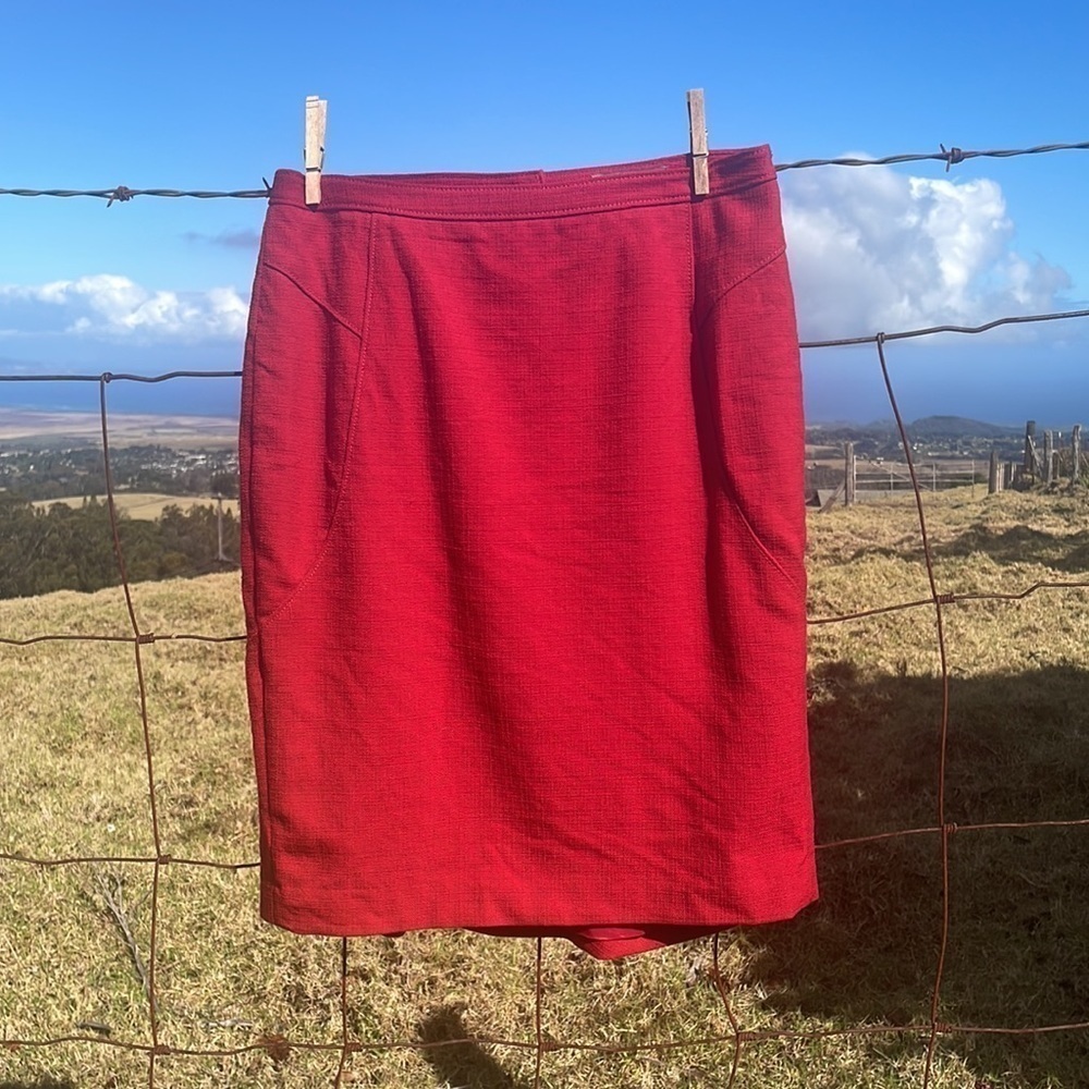 Ann Taylor Red Wool Pencil Skirt 4